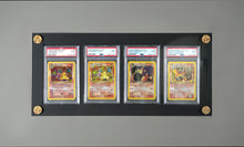 Load image into Gallery viewer, Custom UV resistant PSA BGS trading card display cases with customizable pegs for Pokemon, YuGiOh, Baseball, Basketball, Metazoo, Magic the Gathering, Harry Potter, Power Rangers, Digimon, Hockey, Football, Golf, Formula 1, Wrestling, & Garbage Pail Kids.