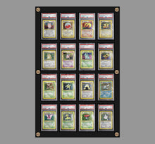 Load image into Gallery viewer, Custom UV resistant PSA BGS trading card display cases with customizable pegs for Pokemon, YuGiOh, Baseball, Basketball, Metazoo, Magic the Gathering, Harry Potter, Power Rangers, Digimon, Hockey, Football, Golf, Formula 1, Wrestling, & Garbage Pail Kids.