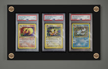 Load image into Gallery viewer, Custom UV resistant PSA BGS trading card display cases with customizable pegs for Pokemon, YuGiOh, Baseball, Basketball, Metazoo, Magic the Gathering, Harry Potter, Power Rangers, Digimon, Hockey, Football, Golf, Formula 1, Wrestling, & Garbage Pail Kids.