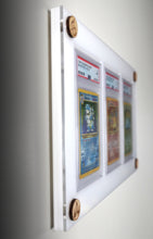 Load image into Gallery viewer, Custom UV resistant PSA BGS trading card display cases with customizable pegs for Pokemon, YuGiOh, Baseball, Basketball, Metazoo, Magic the Gathering, Harry Potter, Power Rangers, Digimon, Hockey, Football, Golf, Formula 1, Wrestling, & Garbage Pail Kids.