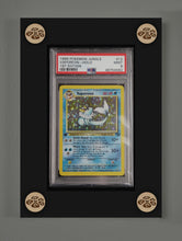 Load image into Gallery viewer, Custom UV resistant PSA BGS trading card display cases with customizable pegs for Pokemon, YuGiOh, Baseball, Basketball, Metazoo, Magic the Gathering, Harry Potter, Power Rangers, Digimon, Hockey, Football, Golf, Formula 1, Wrestling, & Garbage Pail Kids.
