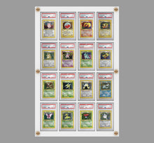 Load image into Gallery viewer, Custom UV resistant PSA BGS trading card display cases with customizable pegs for Pokemon, YuGiOh, Baseball, Basketball, Metazoo, Magic the Gathering, Harry Potter, Power Rangers, Digimon, Hockey, Football, Golf, Formula 1, Wrestling, & Garbage Pail Kids.